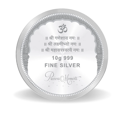 Laxmi Ji, Ganesh Ji, and Saraswati Ji Coloured Silver Coin – 999 Purity, BIS Hallmark, Fade-Resistant Design