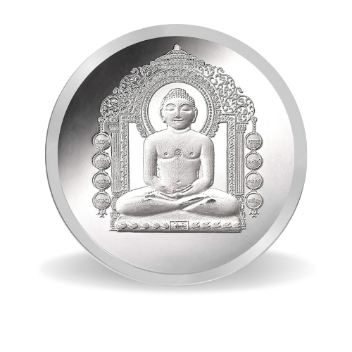 Mahaveer Swami Silver Coin – 999 Purity, BIS Hallmark Certified