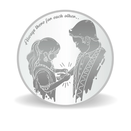 Raksha Bandhan Black & White Printed Silver Coin – 999 Purity, BIS Hallmark, Fade-Resistant Design