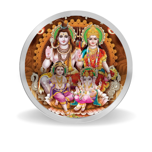 Shiv Parivar Coloured Silver Coin – 999 Purity, BIS Hallmark, Fade-Resistant Design