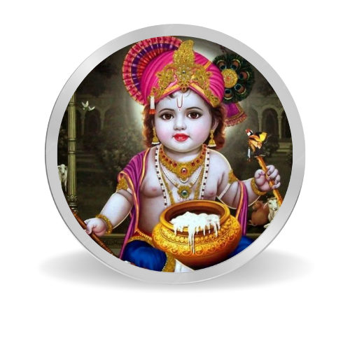 Shri Krishna Coloured Silver Coin – 999 Purity, BIS Hallmark, Fade-Resistant Design