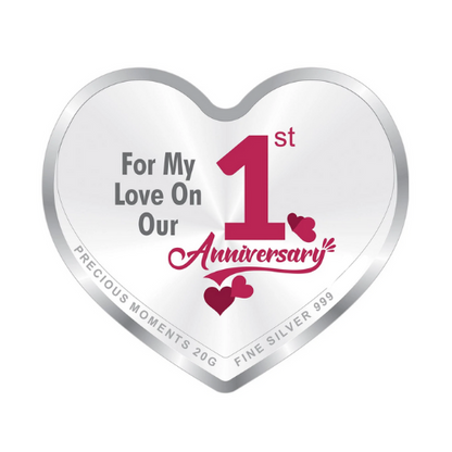 Personalised Wedding Anniversary Heart Silver Coin 999 Pure